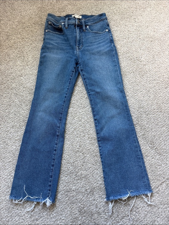 Madewell Denim - Madewell Blue High-Rise Flare Jeans with Frayed Hem